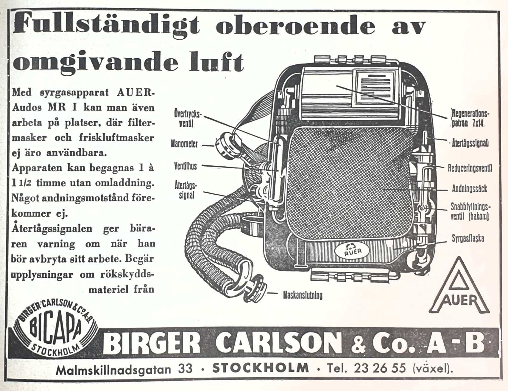 Birger Carlson - syrgasapparat